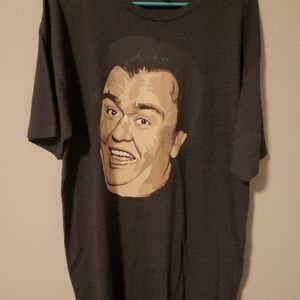 Bella + Canvas t shirt John Candy image.  Dark gray and a men's XL